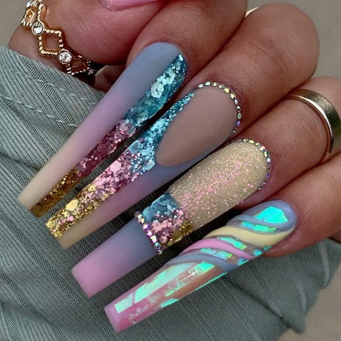 Fashion Flash Seven -Color Wearable Long Nail Art