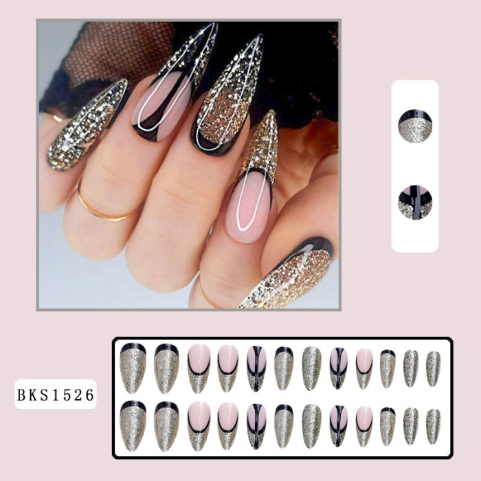 24PCS French Flash Flash Putting Models of Nail Armor Films