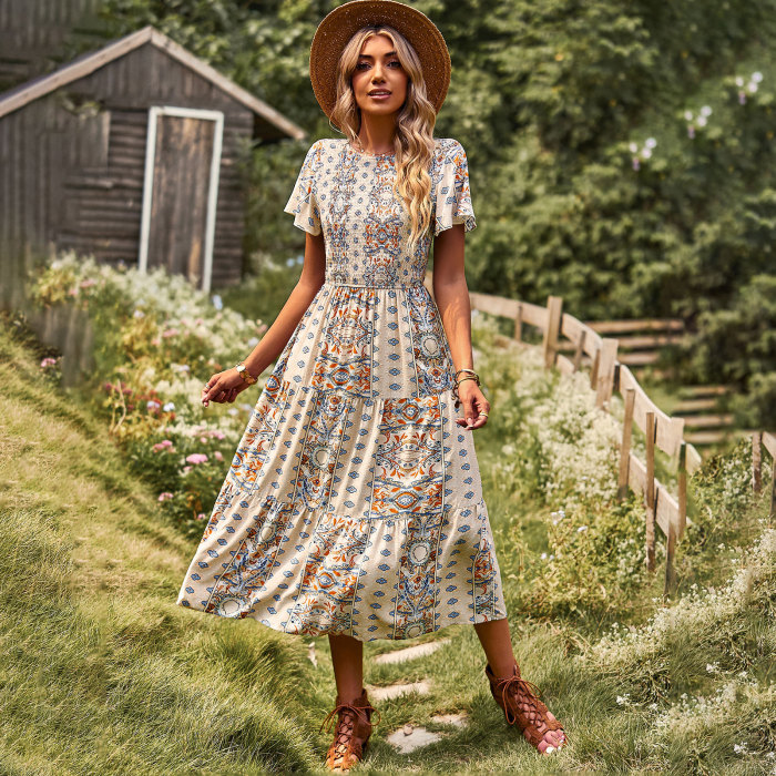 Bohemian Fashion Casual Print Vacation Dress