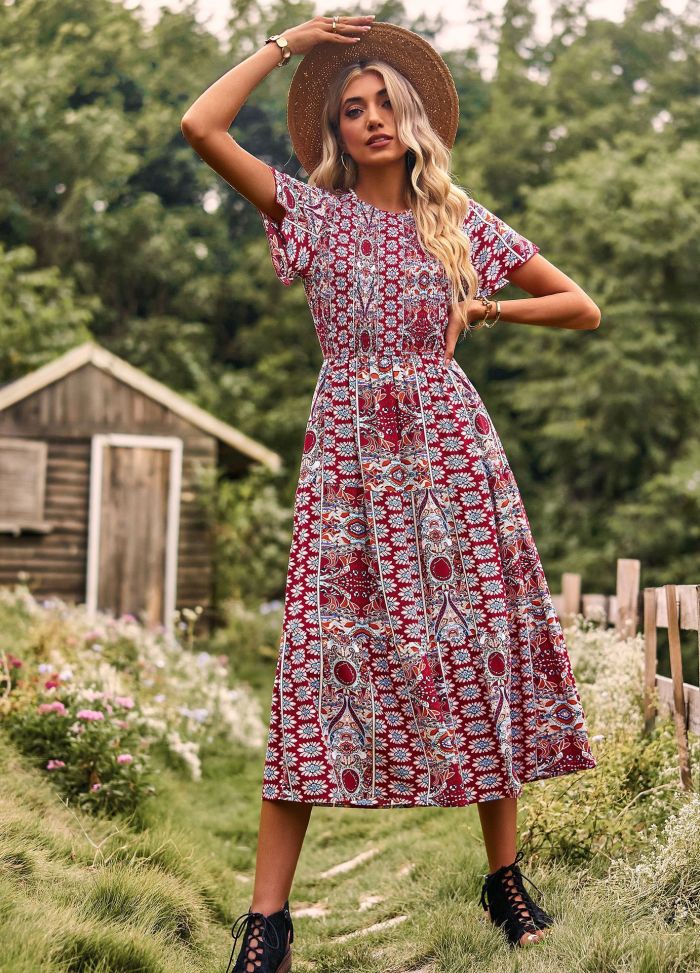 Bohemian Fashion Casual Print Vacation Dress