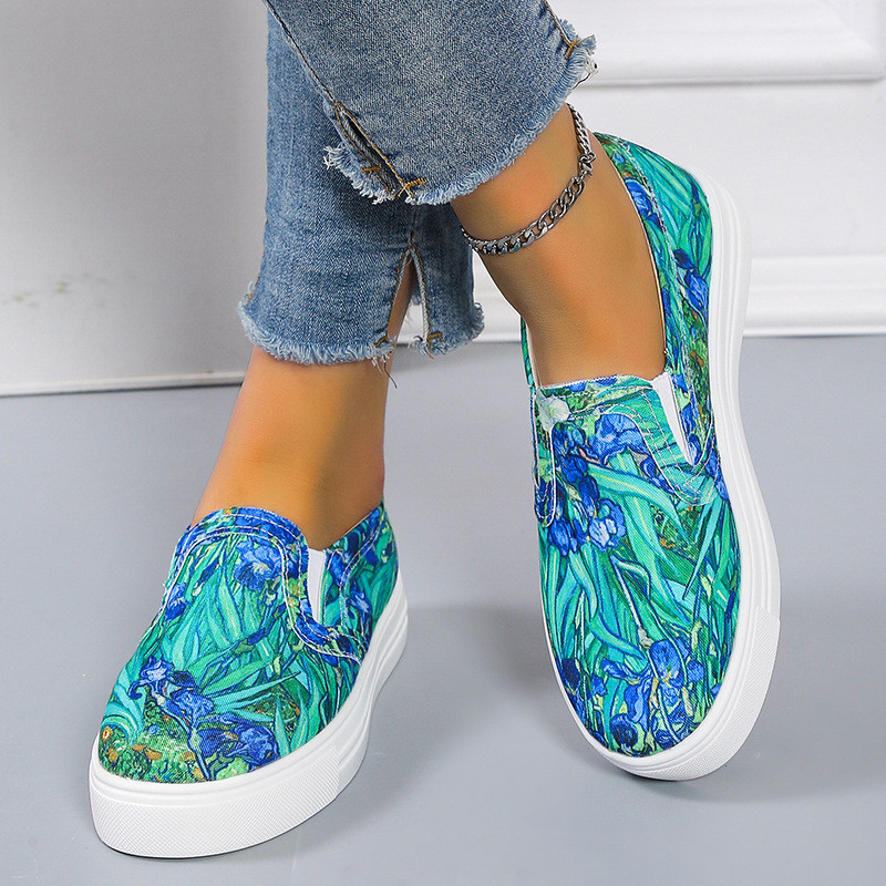 Fashion Colorblock Print Casual Plus Size Flat & Loafers