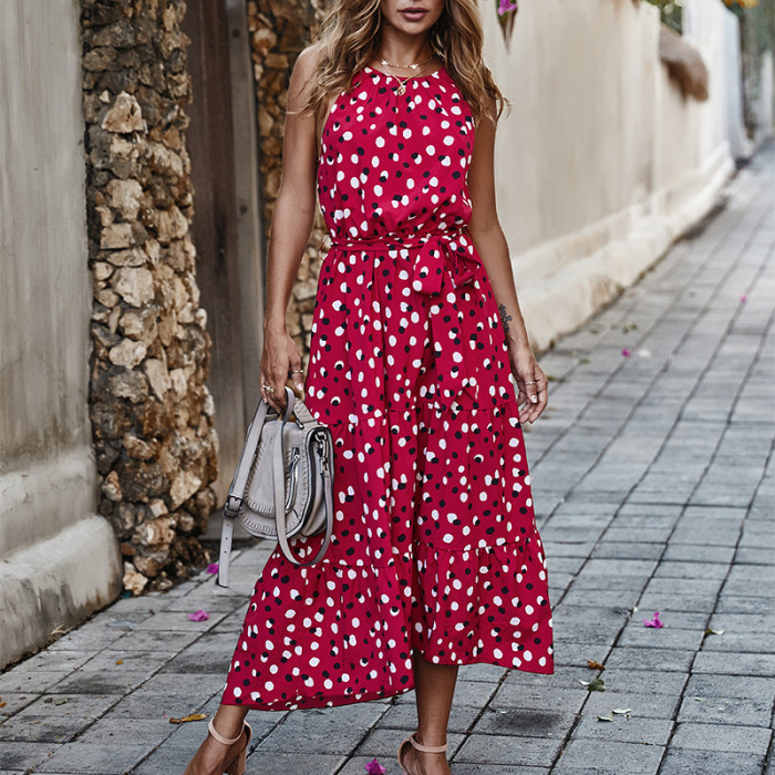 Women Polka-Dot Print Casual Maxi Dress