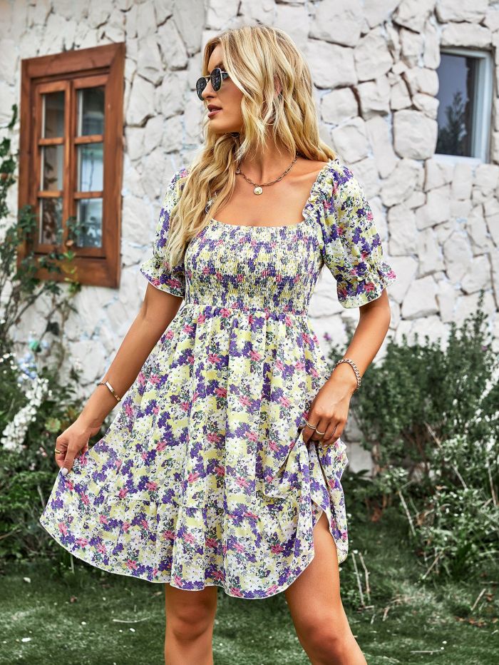 New Casual Chiffon Floral Casual Dress