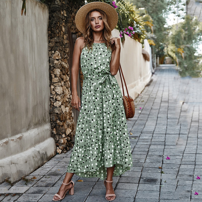 Women Polka-Dot Print Casual Maxi Dress