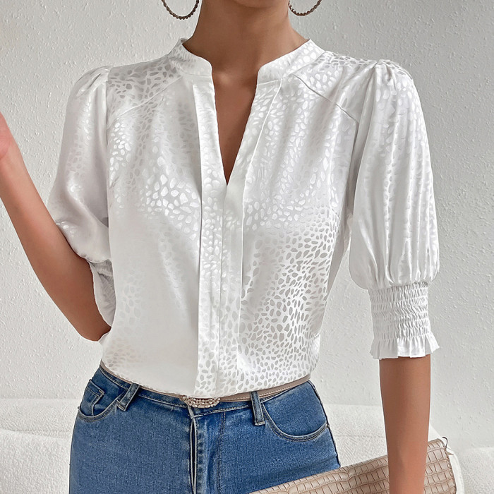 Women's Summer Fashion Casual Commuting Crewneck Short Sleeve Shirt