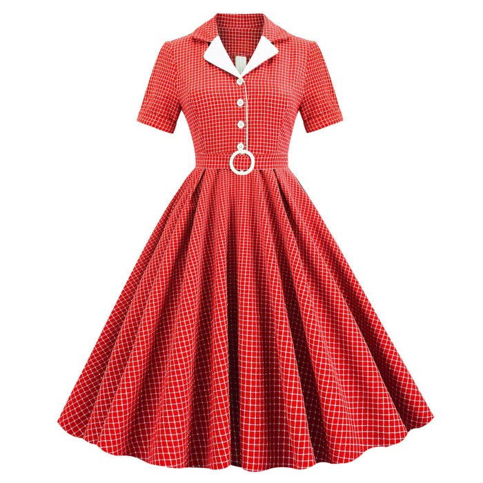 Fashion Plaid Slim 1950 Vintage Dress