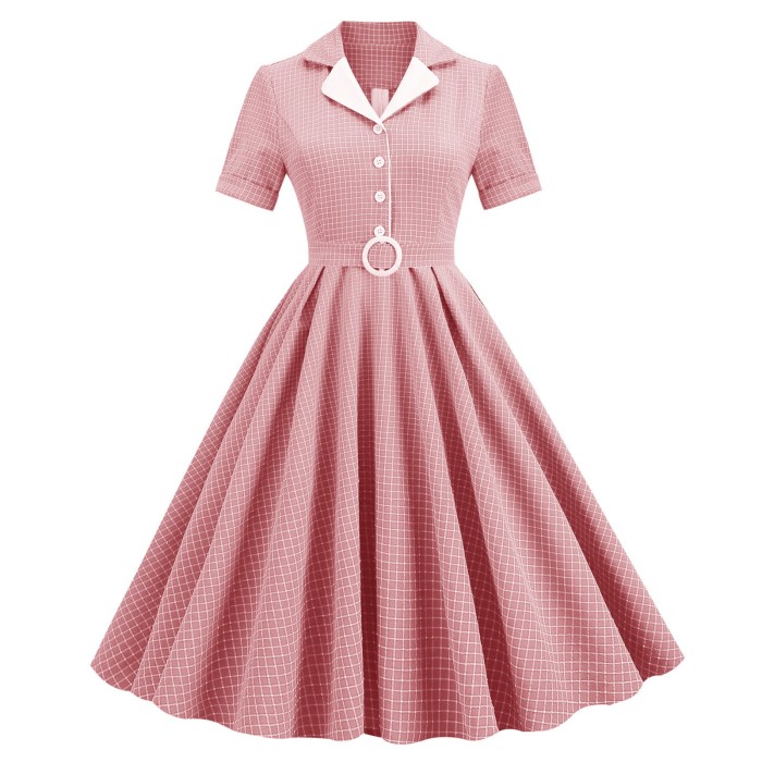 Fashion Plaid Slim 1950 Vintage Dress