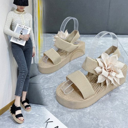 New Casual Fashion Buckle Floral Open-toe Platform Sandals