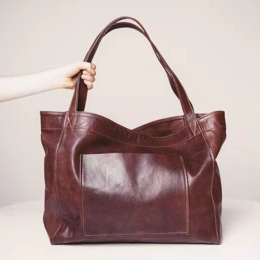 Women's Soft Leather Hand-held One-shoulder Vintage Large Capacity New Tote Bag