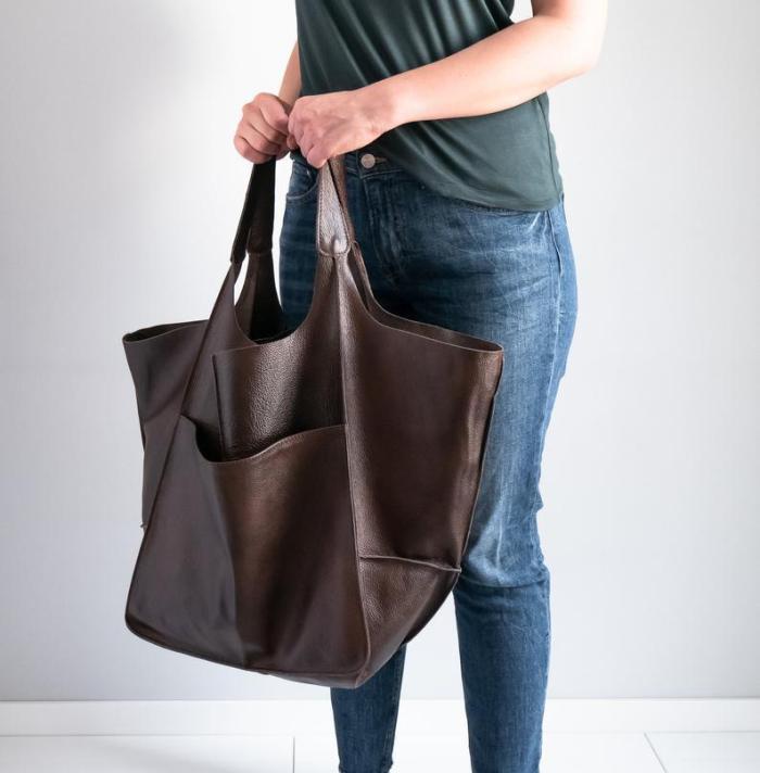 Retro New Simple Soft Leather Large Capacity Tote Bag