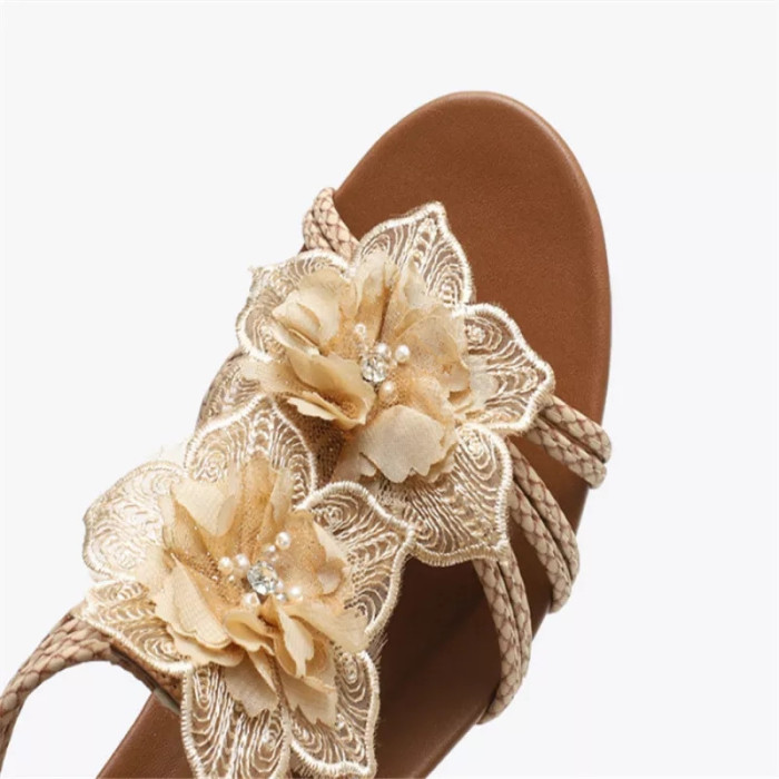 Women's Fashion Retro Flower Large Size Beach Sandals