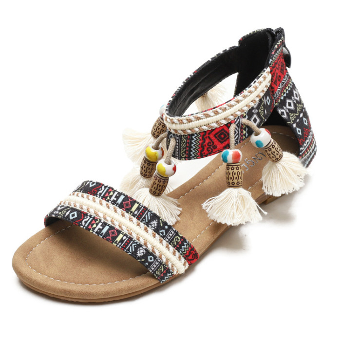 Women Sandals Bohemian Ethnic Style Flat Shoes Comfortable Sandals