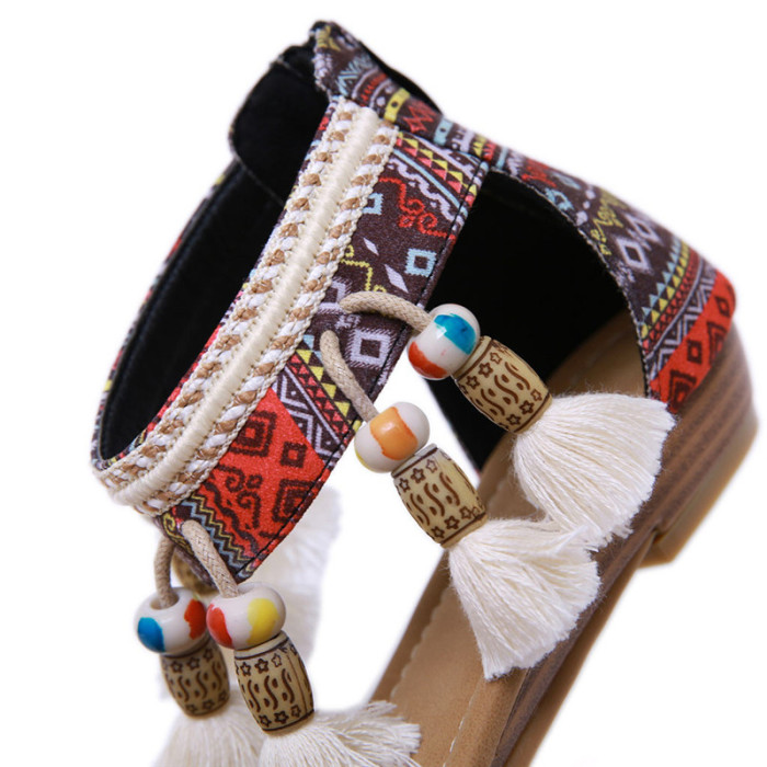 Women Sandals Bohemian Ethnic Style Flat Shoes Comfortable Sandals