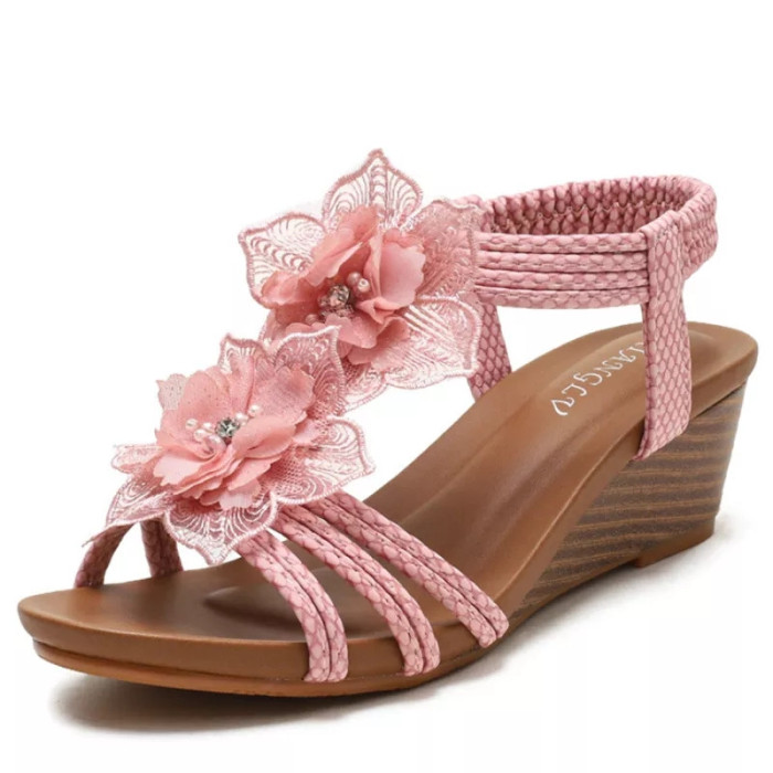 Women's Fashion Retro Flower Large Size Beach Sandals