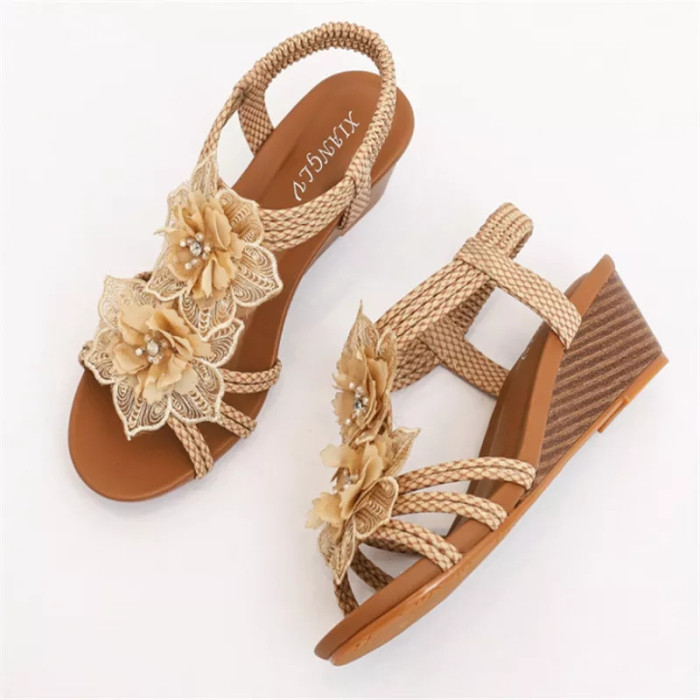 Women's Fashion Retro Flower Large Size Beach Sandals