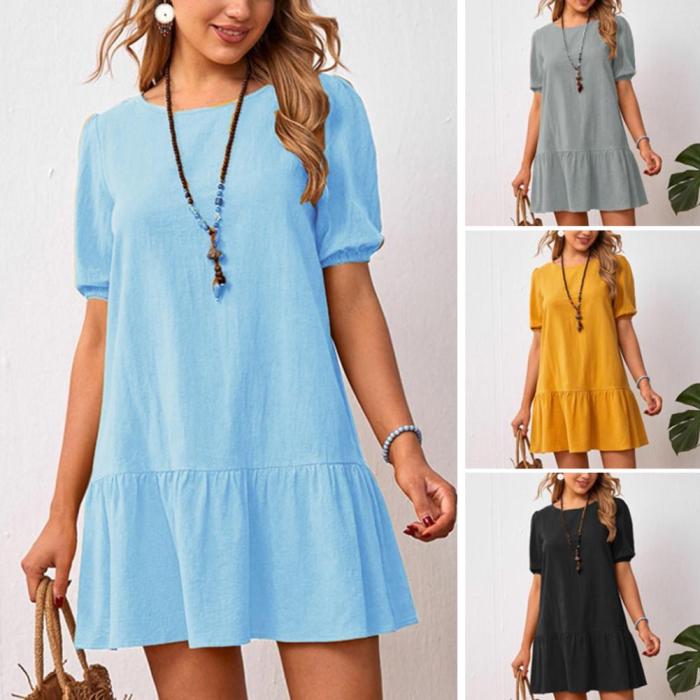 Loose-fitting Breathable O-Neck Casual Dress