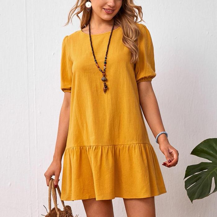 Loose-fitting Breathable O-Neck Casual Dress