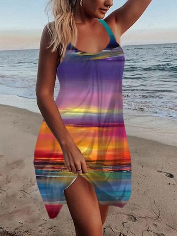 Women Fashion Bohemian Beach Mini Dress