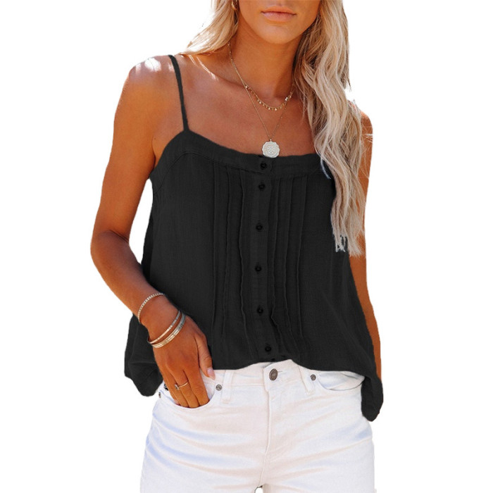 Women's Top New Square Neck Sexy Loose Suspenders Camis