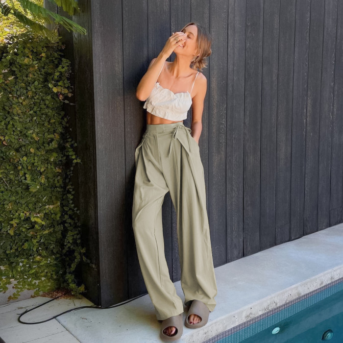 New Loose High-waisted Casual Chic Draped Wide-leg Pants