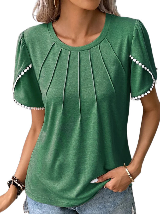 Women's Crewneck Solid Color Short Sleeve Casual T-shirt