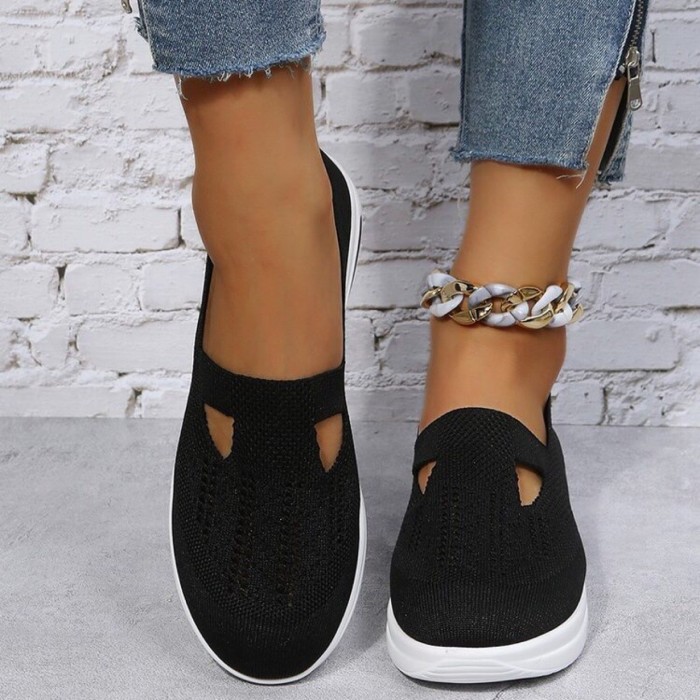Women's Knitted Casual Solid Color Plus-size Flats