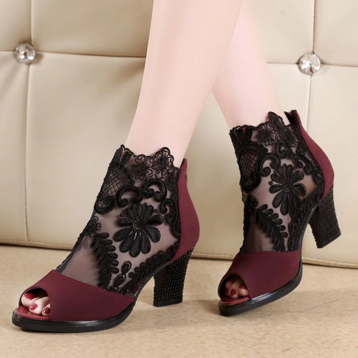 New Sexy Fashion Lace-mesh Heels