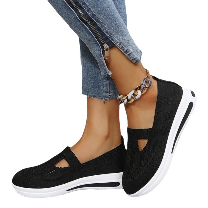 Women's Knitted Casual Solid Color Plus-size Flats