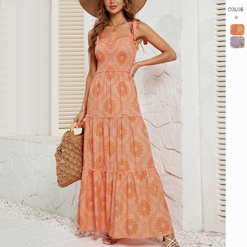 New Women's Casual Sleeveless Print Fashion Maxi Dress