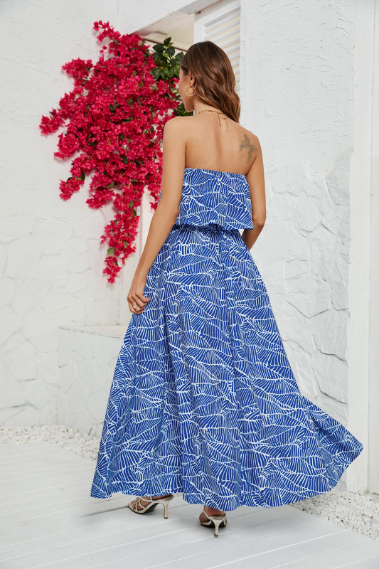 Women's New Fashion Off-the-shoulder Print Maxi Dress