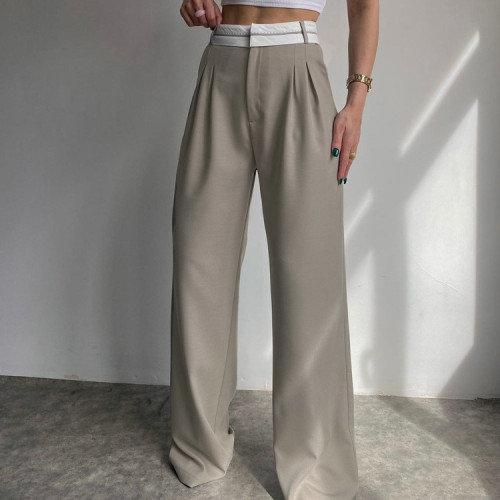 New Fashion Solid Color Slim Casual Wide-leg Pants