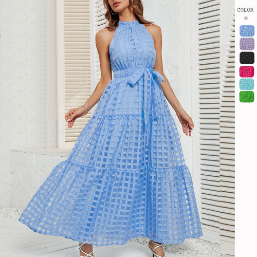 Women's New Halterneck Ruffled Maxi Dress