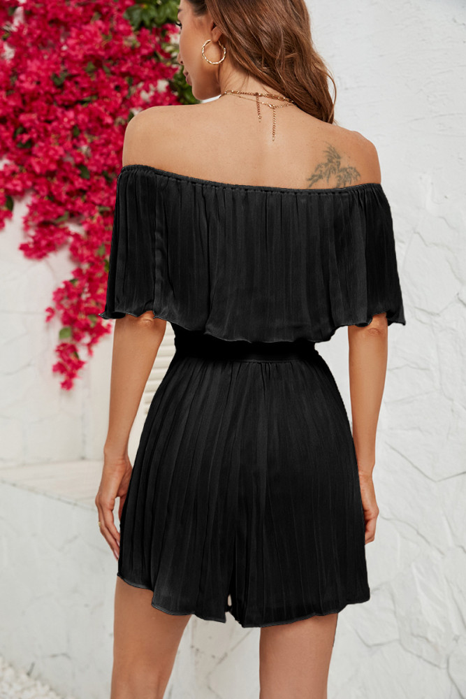 Women's New One-neck Sexy Press-pleated Sleeve Rompers
