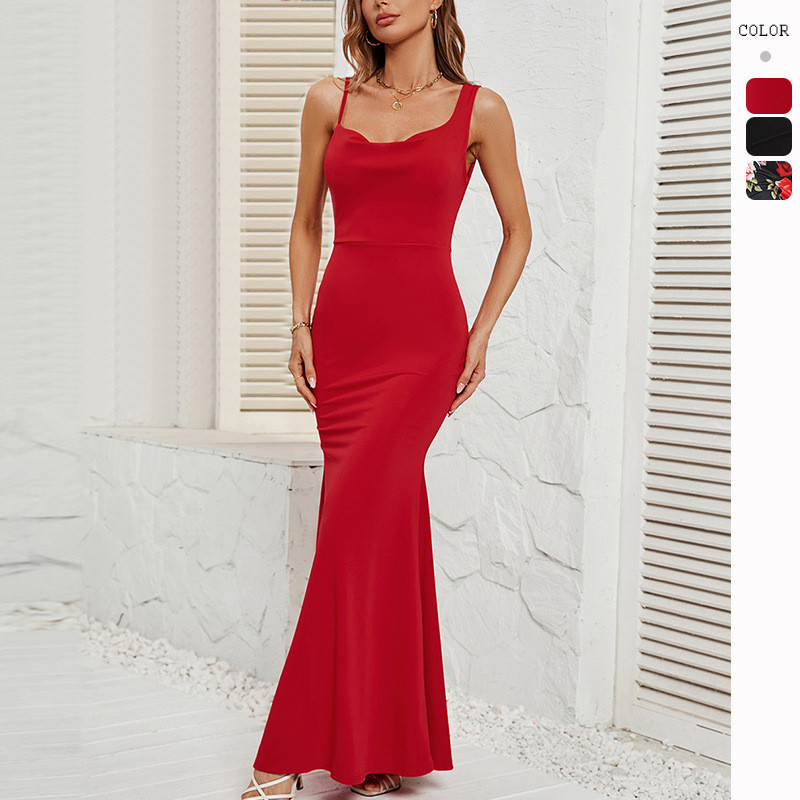 Women's New Stylish Sexy Backless Slip Maxi Dress