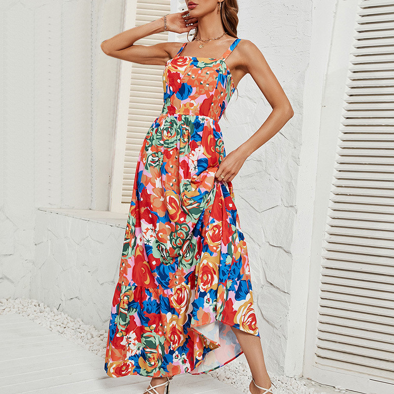 Women's New Printed Sleeveless Slip Maxi Dress