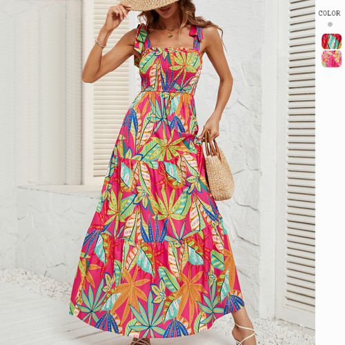 Women's New Sexy Print Slip Maxi Dress