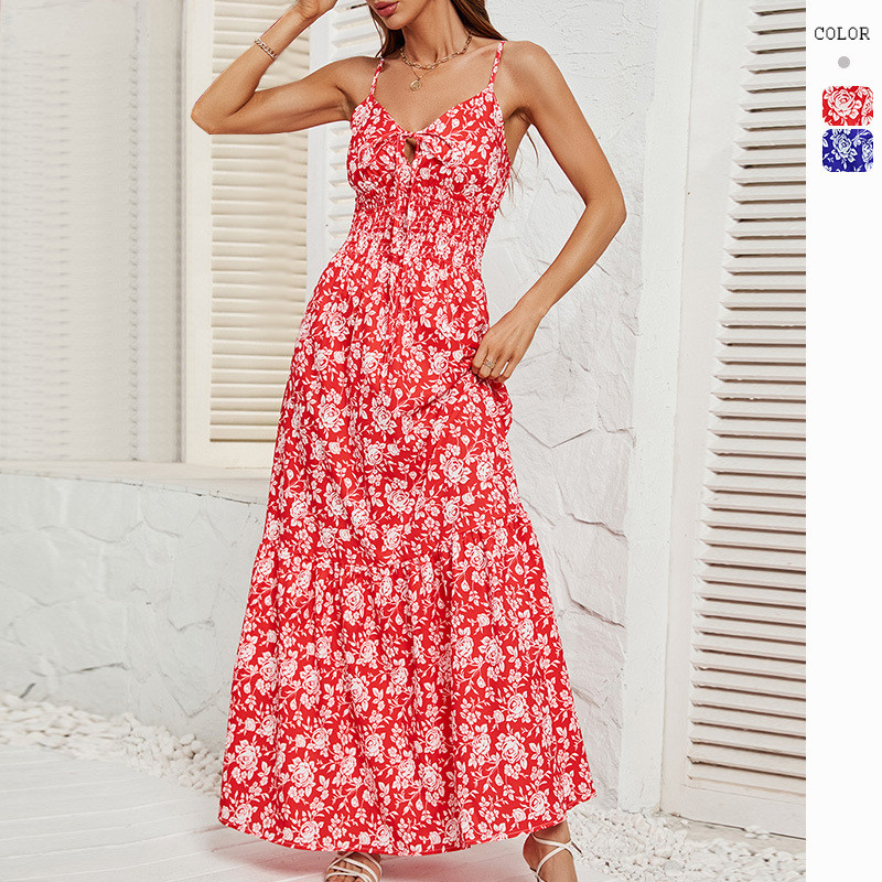 Women's New Print Sexy Slip Maxi Dress