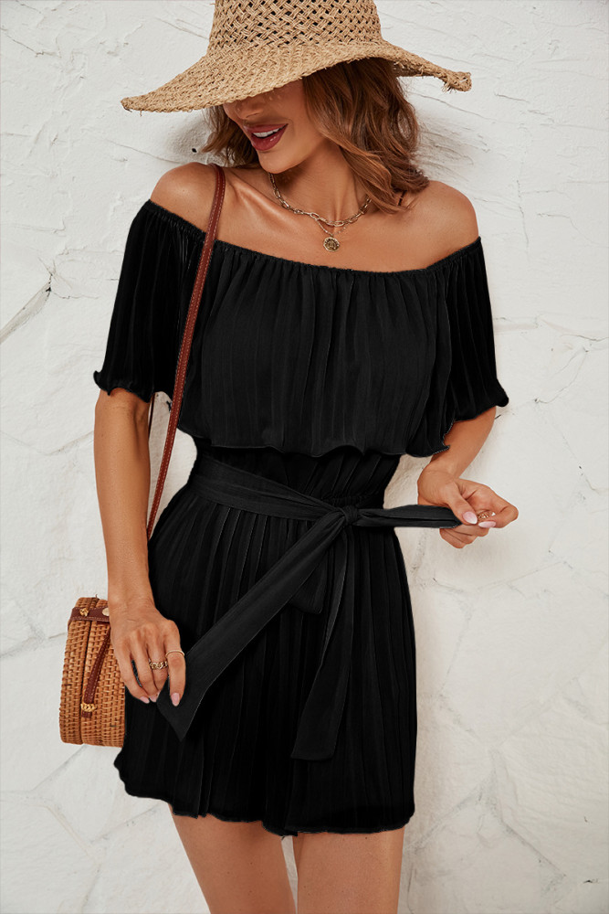 Women's New One-neck Sexy Press-pleated Sleeve Rompers