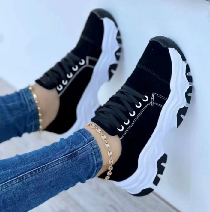 Women's New Platform Plus-size Lace-up Casual Sneakers