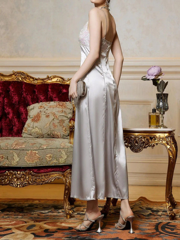 New Women's New Solid Sleeveless Slip Maxi Dress