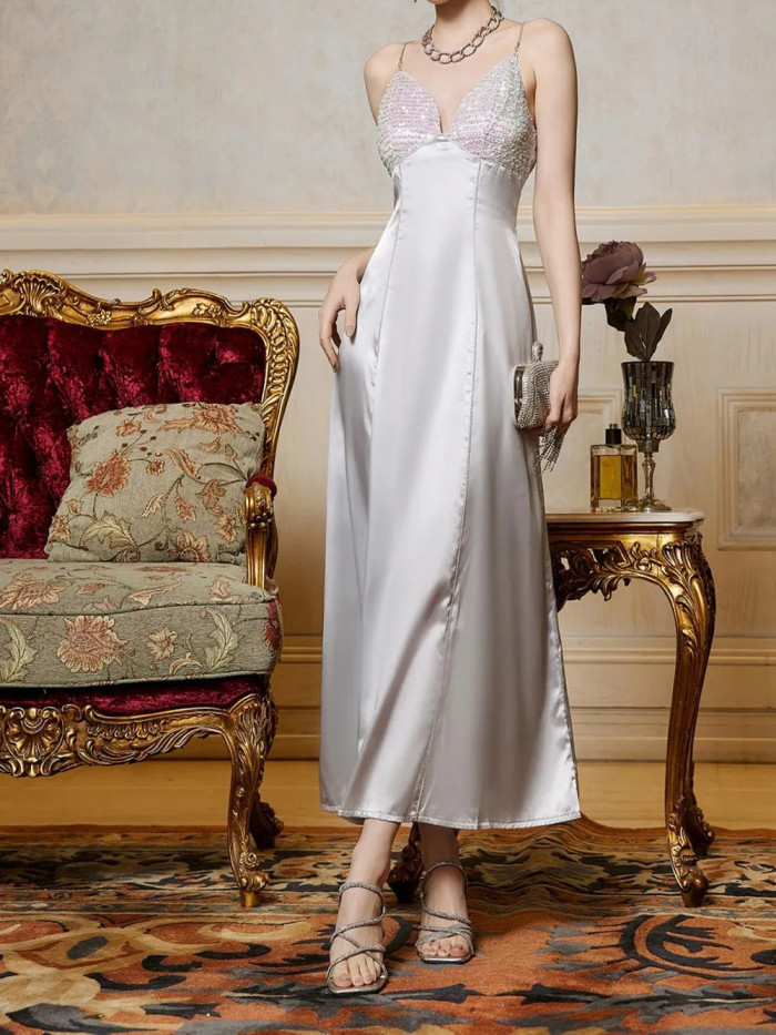 New Women's New Solid Sleeveless Slip Maxi Dress