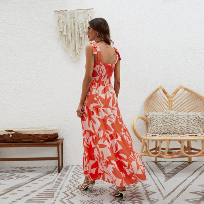 Women's New Versatile Lace-up Bandeau Slip Maxi Dress