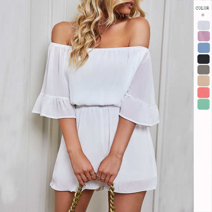 Women's New Sexy Solid Chiffon Rompers