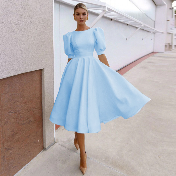 New Women's Solid Color Slim Sexy Midi Dress
