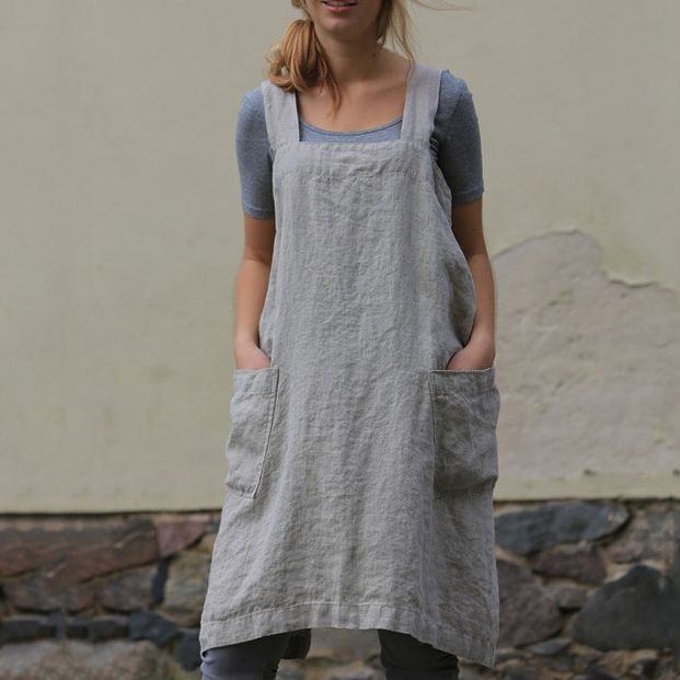 Women's Sleeveless Slip Fashion Cotton Linen Large Size Solid Color Casual Dress