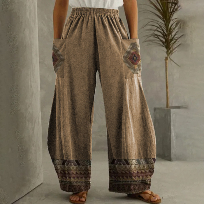 New Women's Fashion Print Bohemian Wide-leg Pants