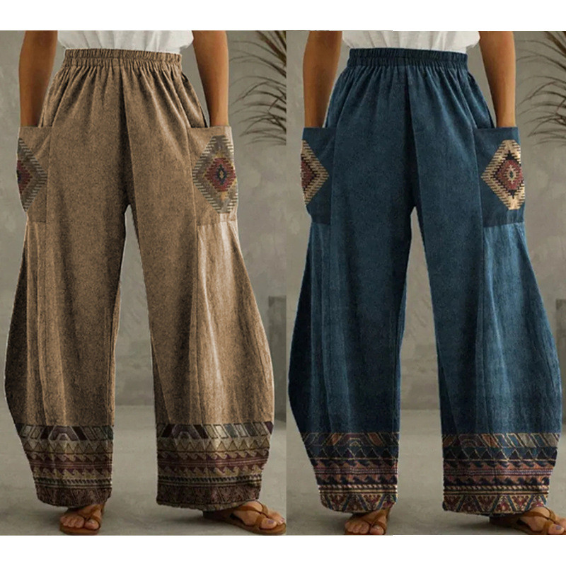 New Women's Fashion Print Bohemian Wide-leg Pants
