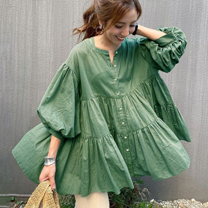 Women's New Fashion Loose Long Sleeve Solid Color Shirt