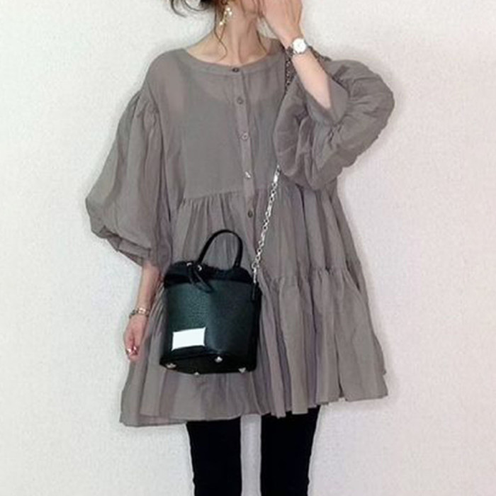 Women's New Fashion Loose Long Sleeve Solid Color Shirt