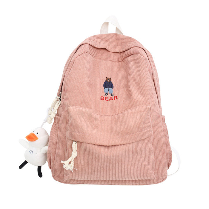 Corduroy Schoolbag Versatile Large Capacity Backpack